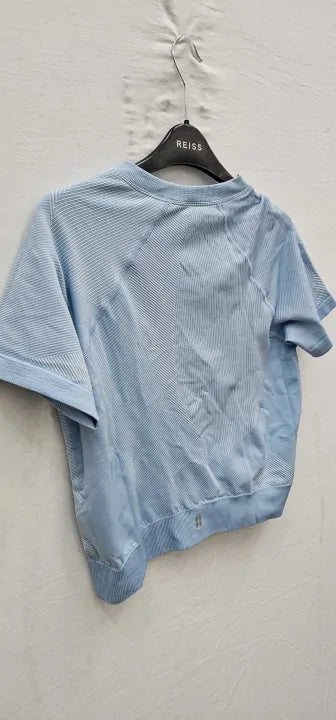 Sweaty Betty-Sb8964Aluminium Blue-L-Blue-Blue Infinite Seamless Short Sleeved Top-Blue Size: L