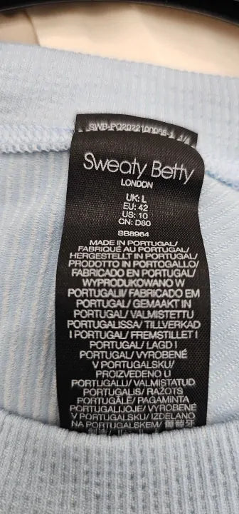 Sweaty Betty-Sb8964Aluminium Blue-L-Blue-Blue Infinite Seamless Short Sleeved Top-Blue Size: L