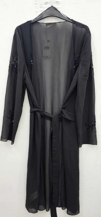 Mango-57040729-99-Xl-Black-Black Bead Detail Caftan-Black Size: Xl