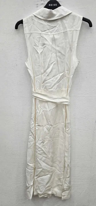 Reiss - Ivory Mariah Structured Linen Dress - Cream Size: Uk4