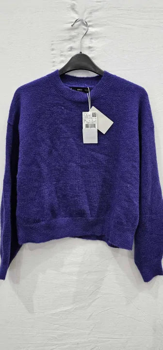 Mango-57029112-65-19-Purple-Purple Wool Blend Jumper-Purple Size: Xs