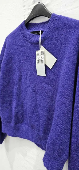 Mango-57029112-65-19-Purple-Purple Wool Blend Jumper-Purple Size: Xs