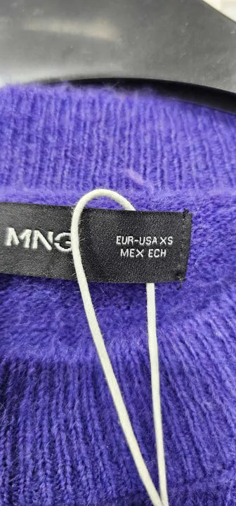 Mango-57029112-65-19-Purple-Purple Wool Blend Jumper-Purple Size: Xs