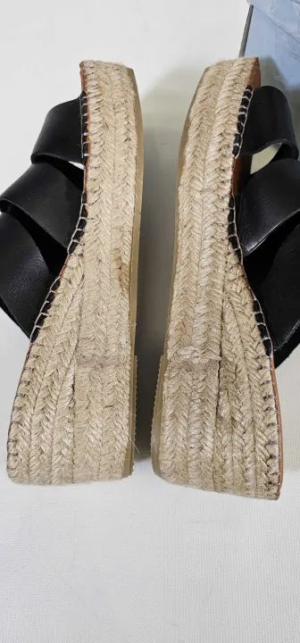 Shoe The Bear - Shoe The Bear-Stb2088 110 Black-5-Black-Black Orchid Leather Espadrille Wedge Mule-Black - Black Size: 38