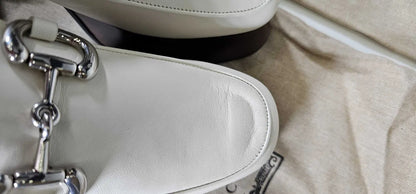 Gucci Women's White Heeled Loafer Size: EU 40