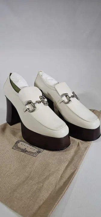 Women's White Heeled Loafer Size:
