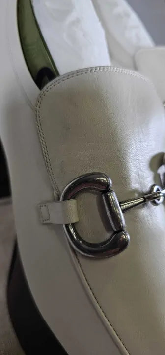 Women's White Heeled Loafer Size: