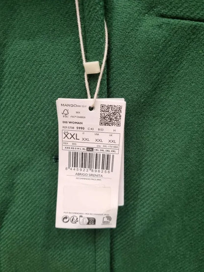Mango Forest Green Manteco Wool Blend Coat Size: Xxl