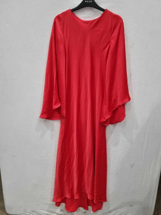 Mango - Fuschia Fluted Sleeve Satin Dress  Size: Small