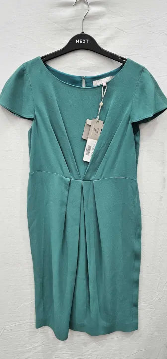 Fenn Wright Manson - Teal Garbot Chiffon Petite Dress - Blue Size: UK 10