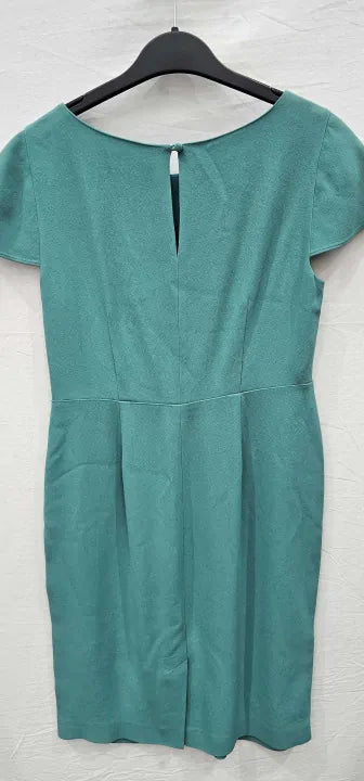 Fenn Wright Manson - Teal Garbot Chiffon Petite Dress - Blue Size: UK 10