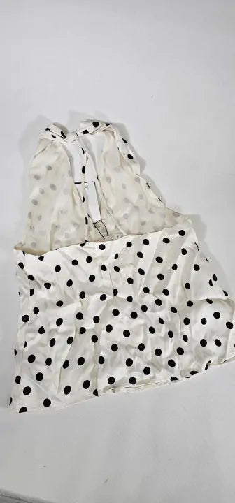 Mango-27095799-05-S-Cream-Ecru Satin Dots Top-Cream Size: S