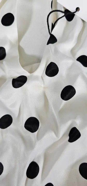 Mango-27095799-05-S-Cream-Ecru Satin Dots Top-Cream Size: S