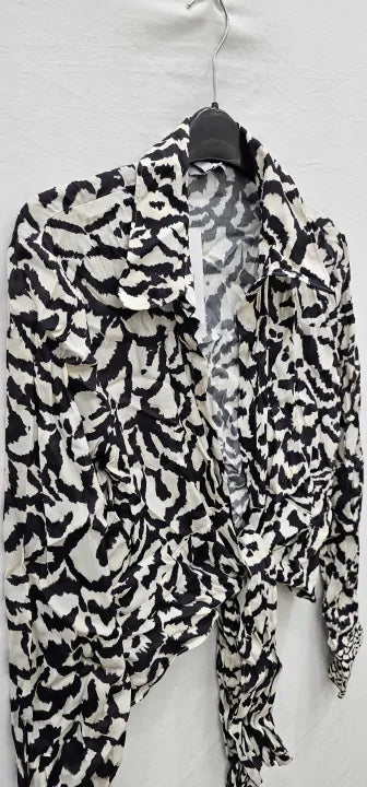 Reiss - Black Alice Animal Print Top - Black, Cream Size: Uk10