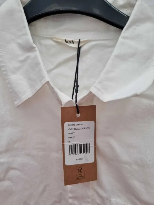 Hush White Oversized Cotton Shirt Size: Uk 8