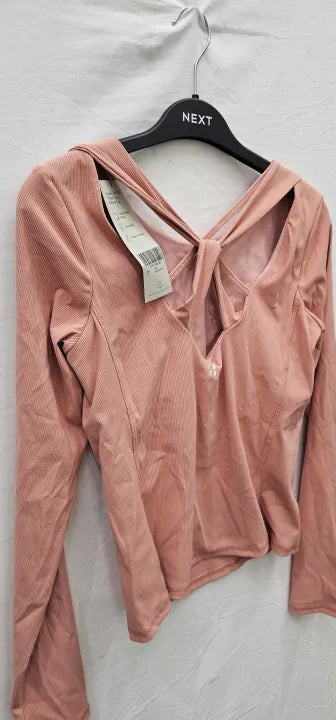 Sweaty Betty - Dark Bloom Pink Super Soft Rib Yoga Long Sleeve Top - Pink Size: S
