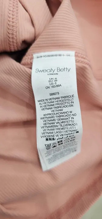 Sweaty Betty - Dark Bloom Pink Super Soft Rib Yoga Long Sleeve Top - Pink Size: S