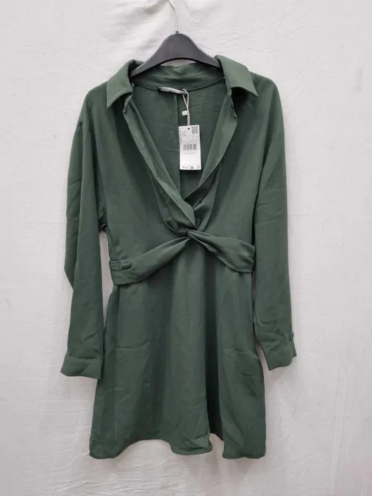 Mango Carbon Knot Front Shirt Dress Size: Small
