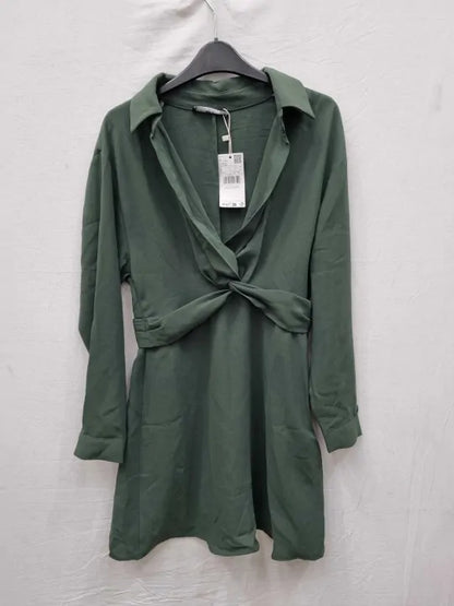 Mango Carbon Knot Front Shirt Dress Size: Small