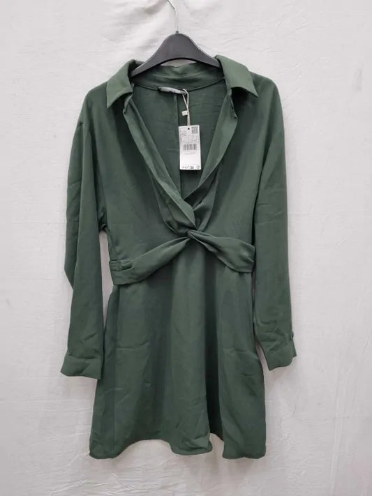 Mango Carbon Knot Front Shirt Dress Size: Small