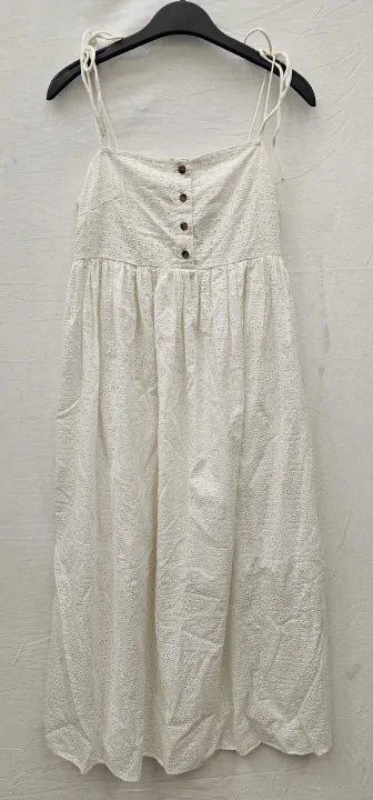 Whistles-005035004 White-6-White-White Mabel Broderie Cotton Midi Dress-White Size: Uk6