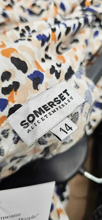 Somerset By Alice Temperley-U20728C2B-14-Multi-Animal Print Pleated Midi Wrap Skirt-Multi Size: Uk14