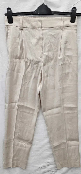 Reiss-26308303-10-Beige-Neutral Shae Linen Blend Trousers-Beige Size: Uk10