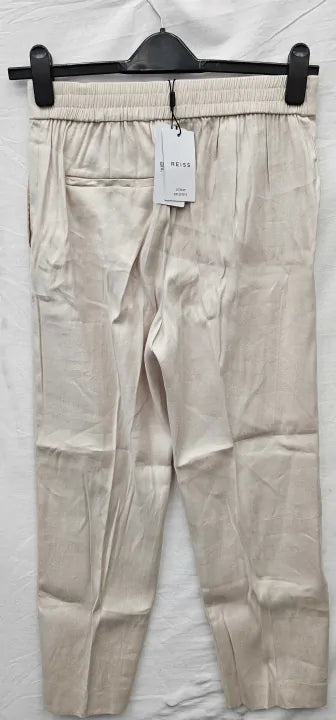 Reiss-26308303-10-Beige-Neutral Shae Linen Blend Trousers-Beige Size: Uk10