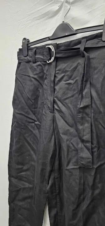 Cos-085957 Black-12-Black-Black Acker Tapered Cotton Trousers-Black Size: Uk12