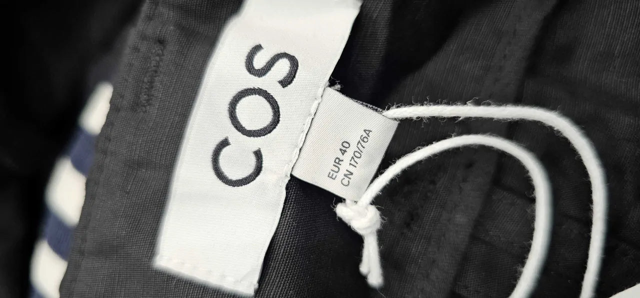 Cos-085957 Black-12-Black-Black Acker Tapered Cotton Trousers-Black Size: Uk12