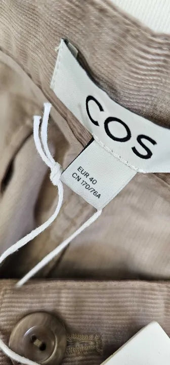 Cos - Beige Khloe Cord Cotton Chinos - Beige Size: Uk14