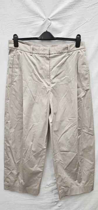 Pleated Cotton Tapered Trousers Size: Eur44