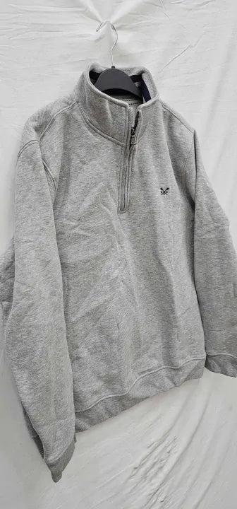 Crew Clothing - Grey 1/2 Zip Solid Sweatshirt - Grey Size: Xl