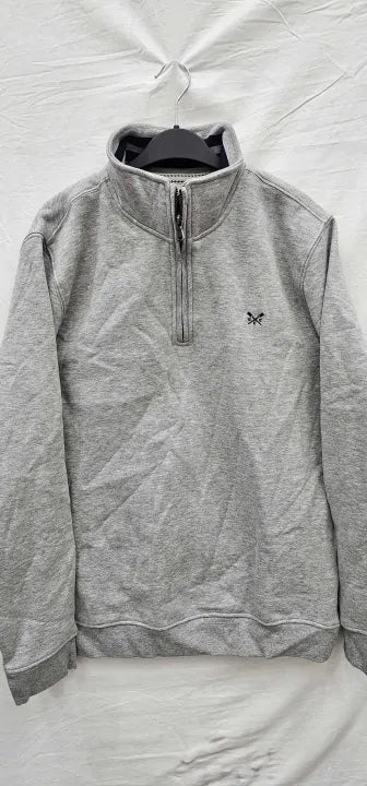 Crew Clothing - Grey 1/2 Zip Solid Sweatshirt - Grey Size: Xl