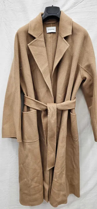 No Eleven - Camel Cashmere Blend Wrap Coat - Beige Size: L