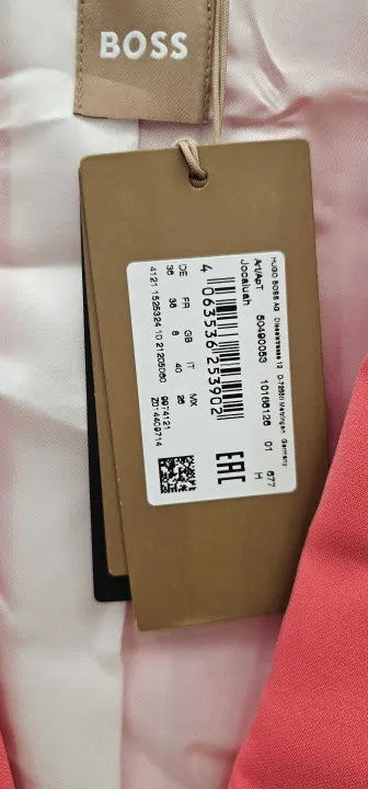 Boss - Pink Jocaluah Single Breasted Blazer - Pink Size: Uk8