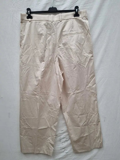 Cos Beige Rowy Cotton Trousers Size: Uk 16