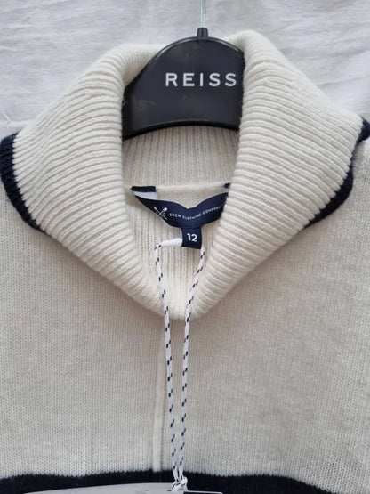 Crew Clothing - Ivory/Navy Stripe Roll Neck Knit Size: Uk 12