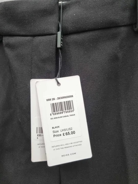 Reiss - Black Jess Slim Leg Trousers Size: Uk 6