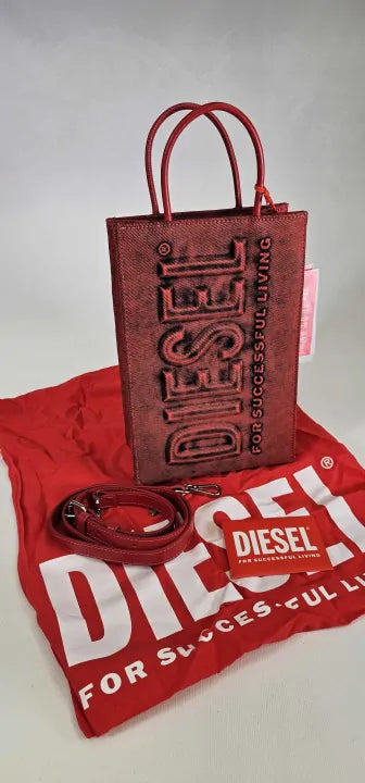Dsl 3D Logo-Embossed Tote Bag -Red Size: Small