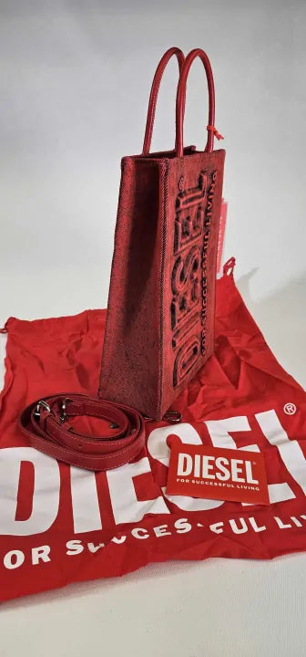 Dsl 3D Logo-Embossed Tote Bag -Red Size: Small