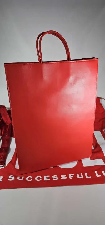 Dsl 3D Logo-Embossed Tote Bag -Red Size: Large