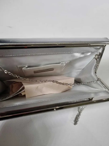 Phase Eight - Silver Open Top Slim Leather Clutch Size: *