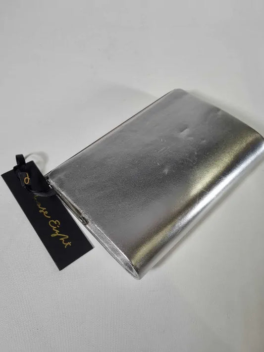 Phase Eight - Silver Open Top Slim Leather Clutch Size: *