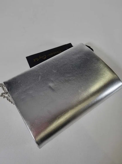 Phase Eight - Silver Open Top Slim Leather Clutch Size: *