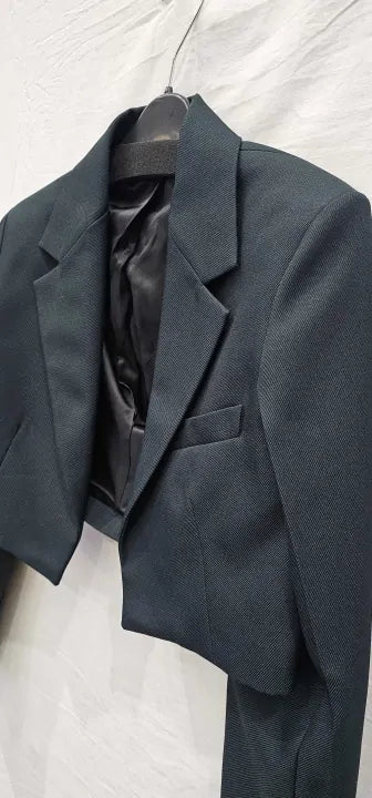 Victoria Beckham - Dark Green Cropped Tailored Jacket - Green Size: Uk10
