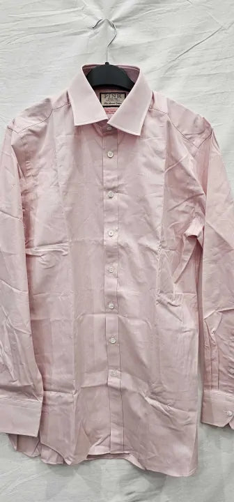 Thomas Pink -Pink Slim Fit Cotton Shirt - Pink Size: 15.5