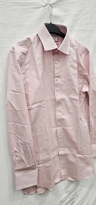 Thomas Pink -Pink Slim Fit Cotton Shirt - Pink Size: 15.5