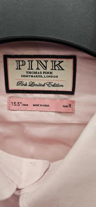 Thomas Pink -Pink Slim Fit Cotton Shirt - Pink Size: 15.5