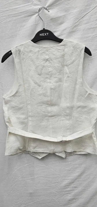 N°· Eleven-Ssne416 - White Linen Waistcoat-M-White-White Linen Waistcoat-White Size: M
